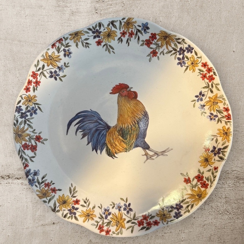 Cracker‎ Barrel Susan Winget Rooster Floral Dinner Plate